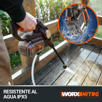 HIDROLIMPIADORA WORX NITRO HYDROSHOT 20V - MOTOR BRUSHLESS 56 BAR CON BATERÍA 4.0Ah Y CARGADOR