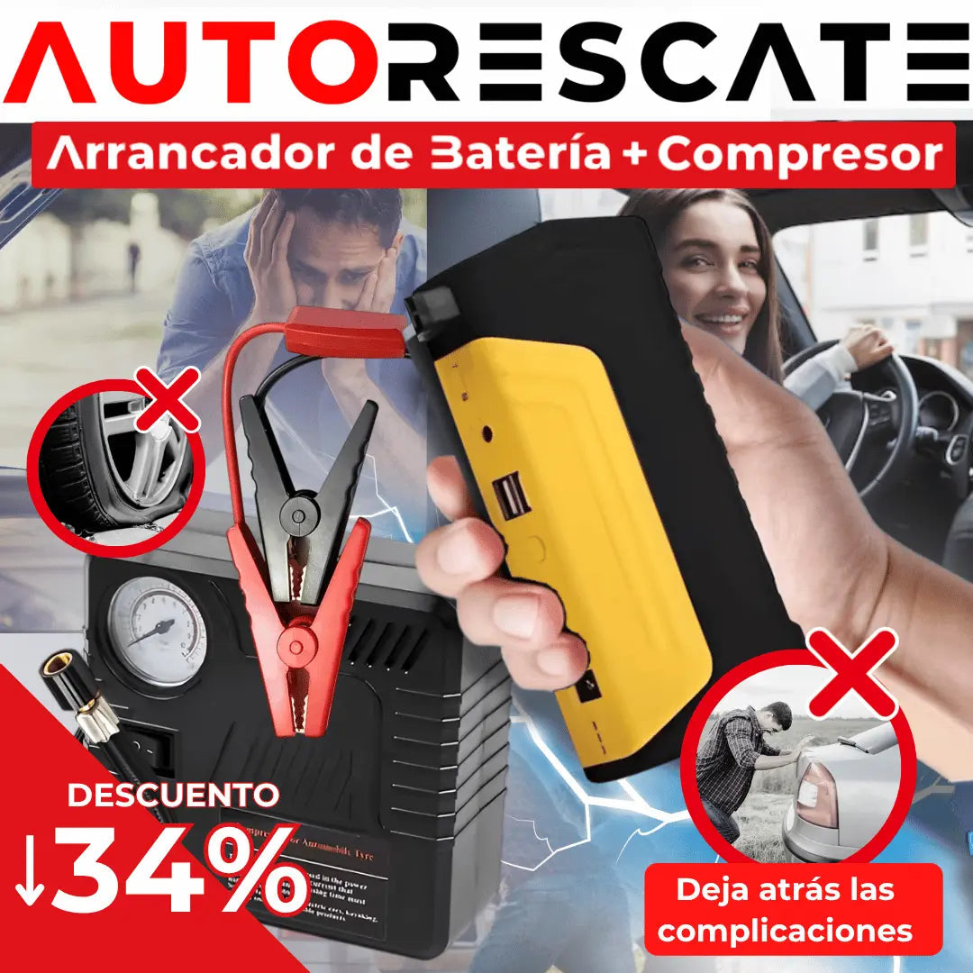4 en 1 ARRANCADOR DE BATERIA + COMPRESOR - ENVÍO GRATIS