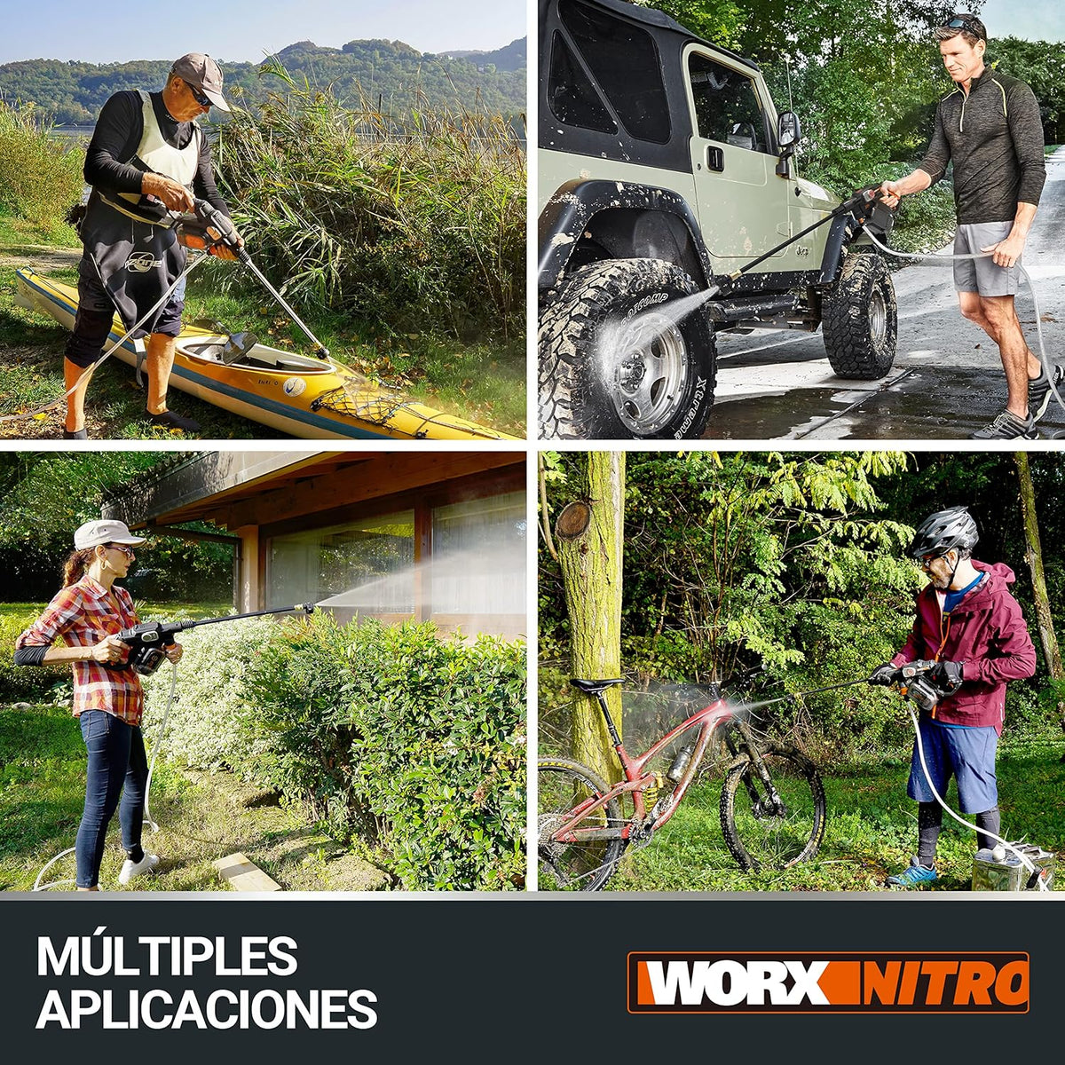 HIDROLIMPIADORA WORX NITRO HYDROSHOT 20V - MOTOR BRUSHLESS 56 BAR CON BATERÍA 4.0Ah Y CARGADOR