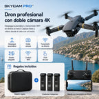 SKYCAM PRO™ | Dron profesional con doble cámara 4K, despegue automático y transmisión Wifi en directo al móvil. Captura fotos y vídeos de calidad. (Solo Hoy Incluye maletín rígido + 2 baterías GRATIS para volar todo el día)