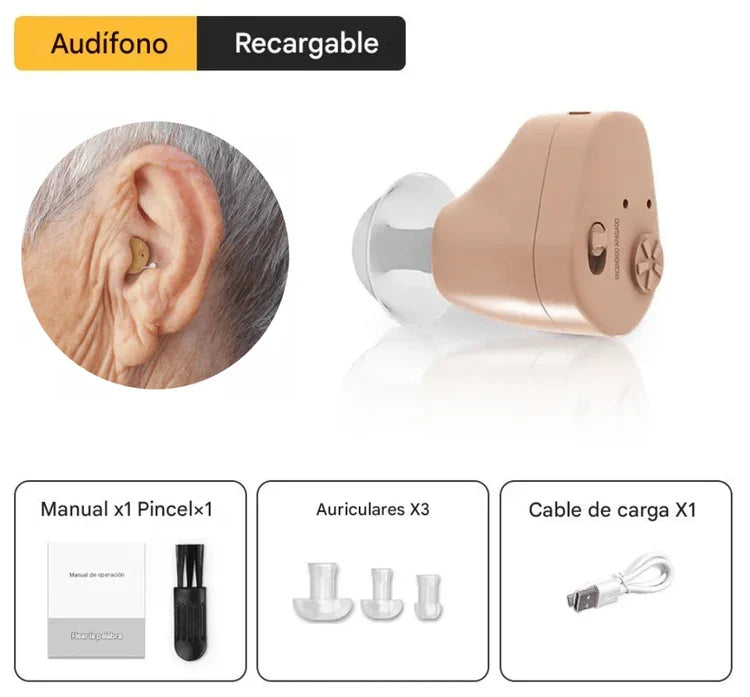 ¡RECUPERA LA CLARIDAD DEL SONIDO CON ESTE AUDÍFONO INVISIBLE Y RECARGABLE!