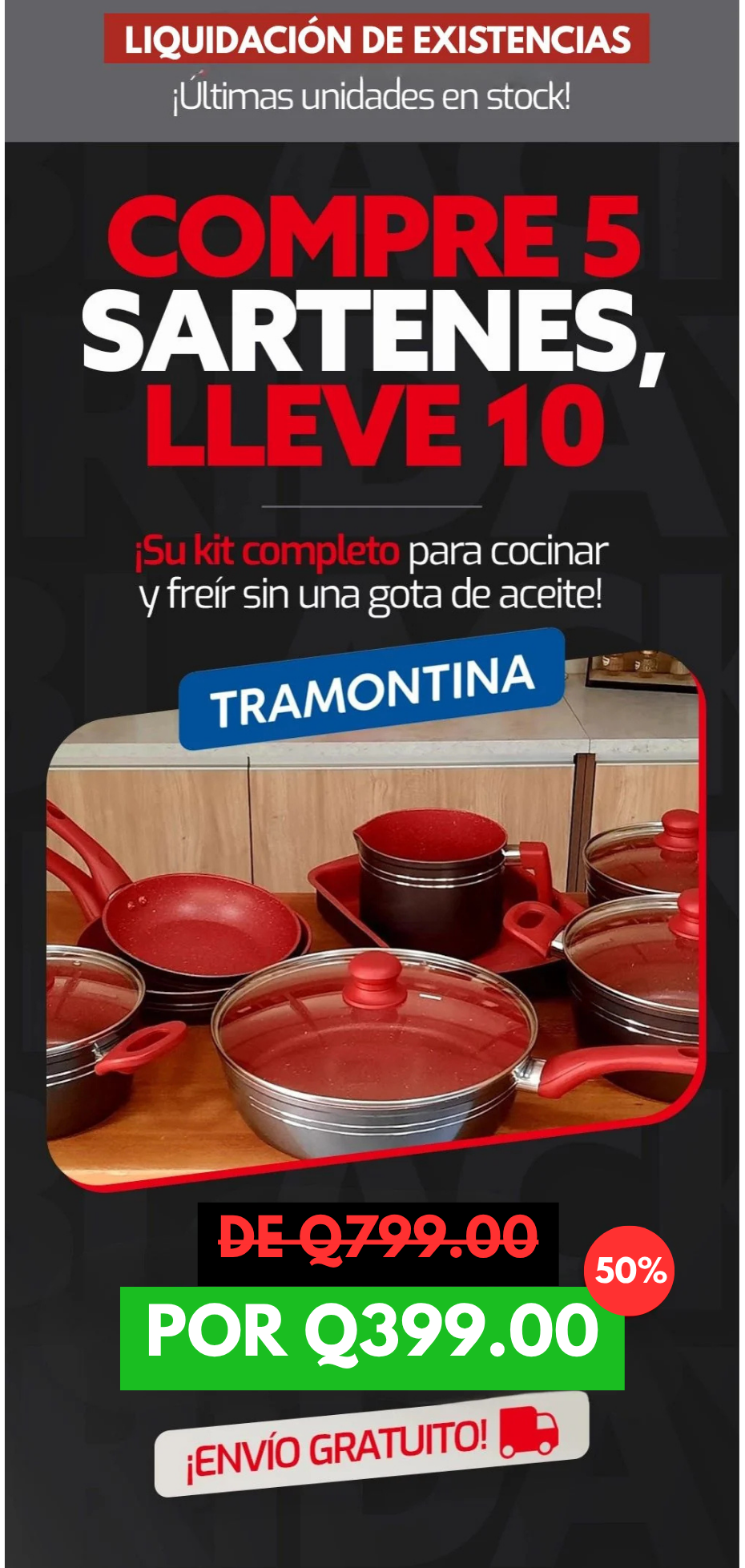 SET DE OLLAS PREMIUM: COMPRA 5 Y RECIBE GRATIS 10 ARTÍCULOS - SOLO HOY HASTA 23:59!!